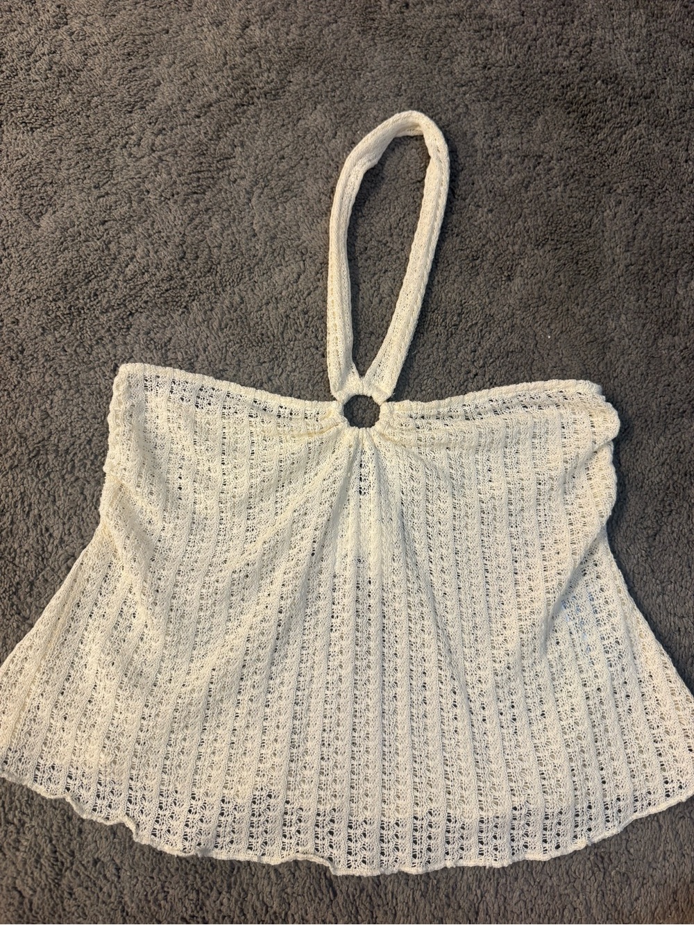 White Crochet Halter Knit Top l